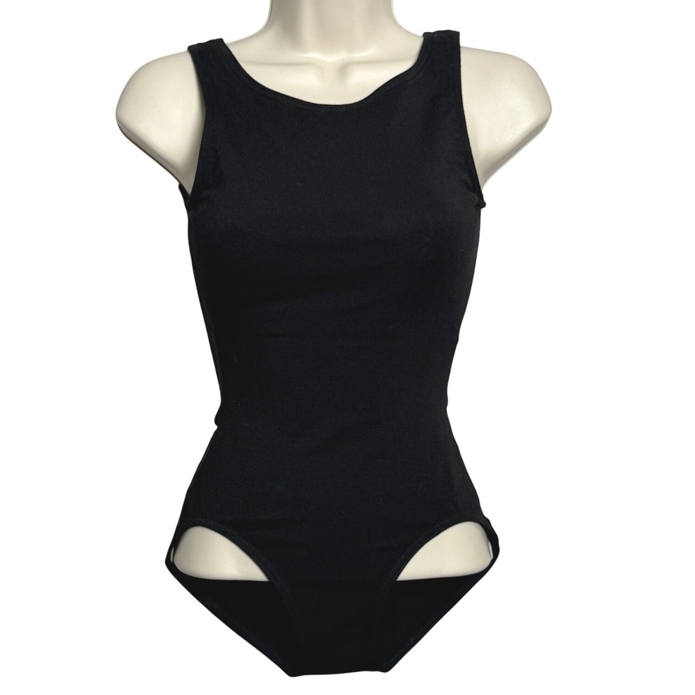 Capezio Girls Leotard S Black Ballet Stretch High Neck Ballet Leg Line